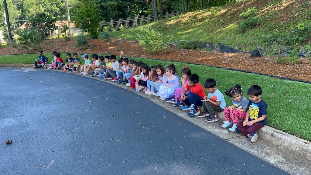 Group gathering outdoors
